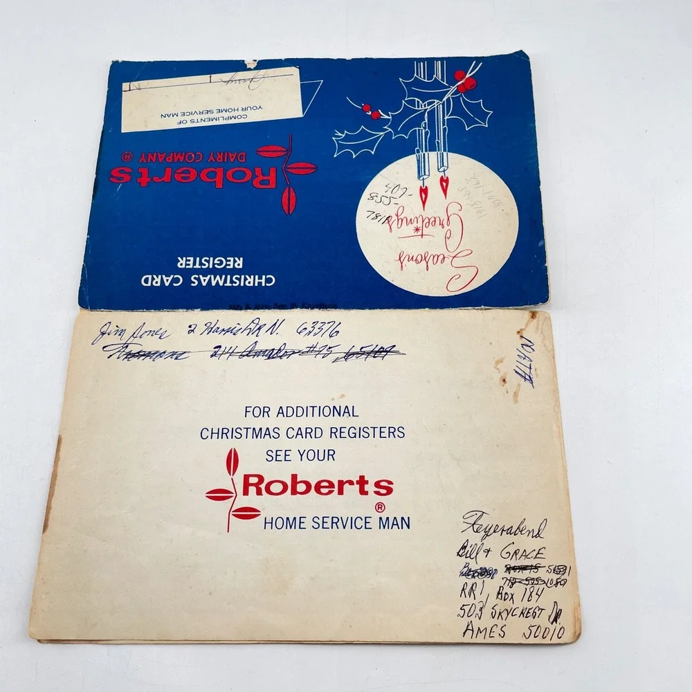Vintage Roberts Dairy Company Christmas Card Register 1980s Ephemera Booklet